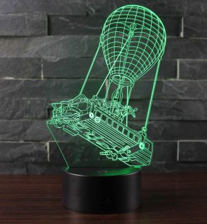 Win-Y 3D Lámpara de Escritorio, Y LED 7 del tacto del color de la lámpara del dormitorio y regalo de Navidad de cumpleaños (Fire Balloon Boat) [Clase de eficiencia energética A